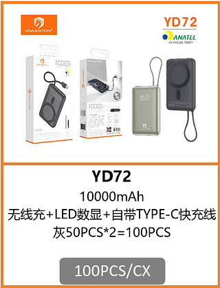 POWER BANK INDUÇÃO + CABO 10000mAh 100PCS/CX R$:76