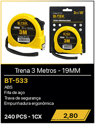 Trena 3 Metros 19MM - 240PCS R$2,80