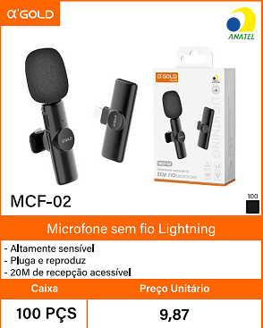 Microfone sem fio Lightning - Caixa 100 PCS Preco Unitario 9,87