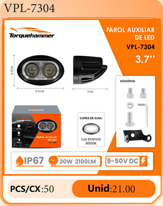 FAROL AUXILIAR DE LED V3.7' PCS/CX:50 Unid:21.00