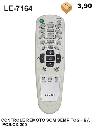 CONTROLE REMOTO SOM SEMP TOSHIBA 200pç=3,9