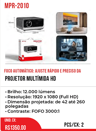 PROJETOR MULTÍMIDA HD 2pç=1350$
