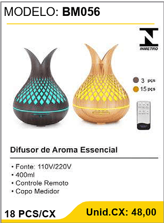 Difusor de Aroma Essencial 18 PCS/CX Unid.CX: 48,00