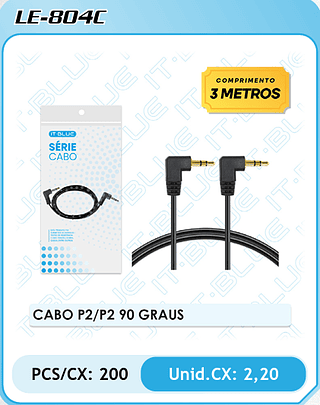 CABO P2/P2 90 GRAUS PCS/CX: 200 Unid.CX: 2,20