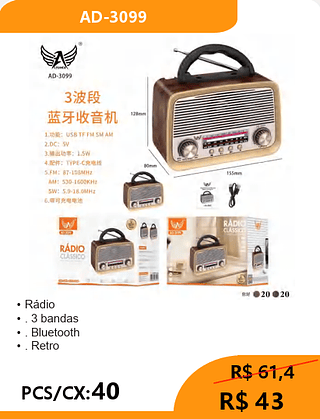 Rádio PCS/CX:40 R$43