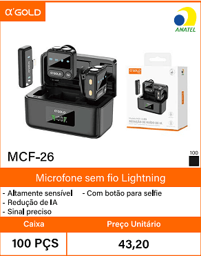 Microfone sem fio Lightning Caixa 100 PCS Preco Unitario 43,20
