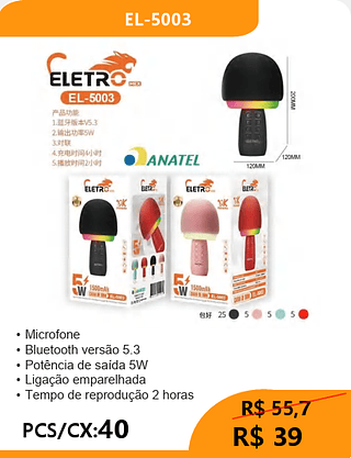 MICROFONE PCS/CX:40 R$39