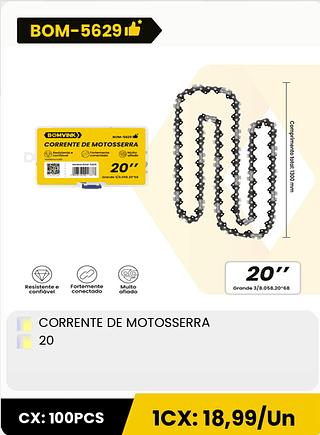 CORRENTE DE MOTOSSERRA 20 CX: 100PCS 1CX: 18,99/Un