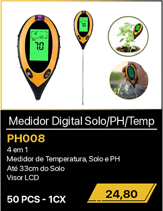 Medidor Digital Solo/PH/Temp 50PCS R$24,80