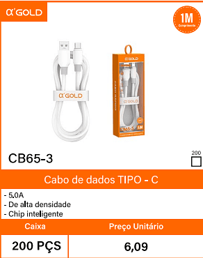 Cabo de dados TIPO-C Caixa 200 PCS Preco Unitario 6,09
