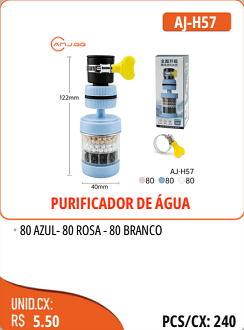 PURIFICADOR DE AGUA UNID.CX: RS 5.50 PCS/CX:240