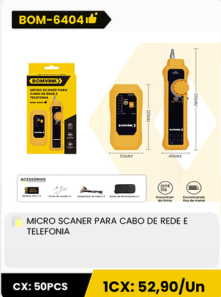 MICRO SCANER PARA CABO DE REDE E TELEFONIA CX: 50PCS 1CX: 52,90/Un