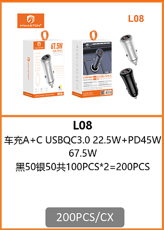 FONTE VEICULAR USB+TIPO C 200PCS/CX R$:11,73