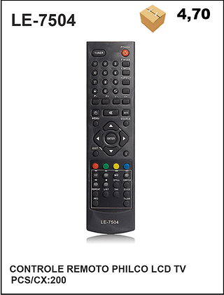 CONTROLE REMOTO PHILCO LCD TV 200PÇ=4,7$