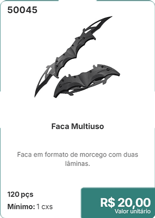 Faca Multiuso 120 pçs R$ 20.00