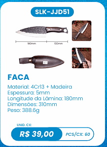 FACA UNID. CX: R$ 39,00 PCS/CX: 60