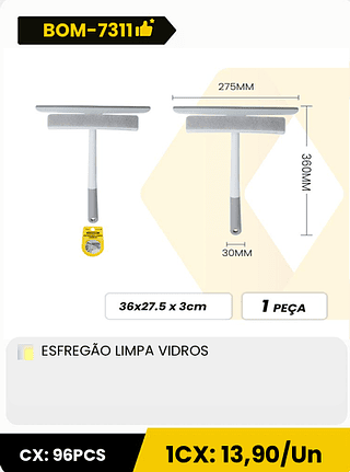 ESFREGÃO LIMPA VIDROS CX: 96PCS 1CX: 13,90/Un