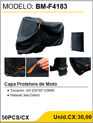 Capa Protetora de Moto 50PCS/CX Unid.CX:30,00