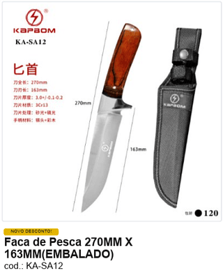 Faca de Pesca 270MM X 163MM R$ 27,9 PC/CX:120