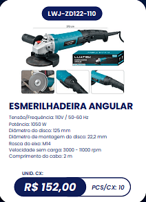 ESMERILHADEIRA ANGULAR UNID. CX: R$ 152,00 PCS/CX: 10