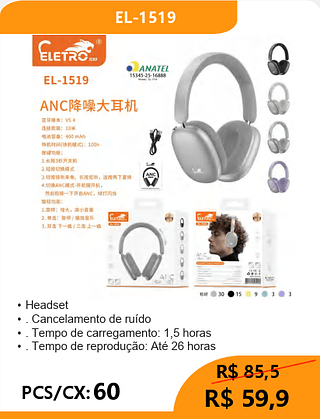 HEADPHONE PCS/CX:60 R$59,9