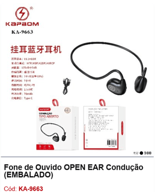 Fone de Ouvido OPEN EAR Condução R$19,8 PCS/CX:100
