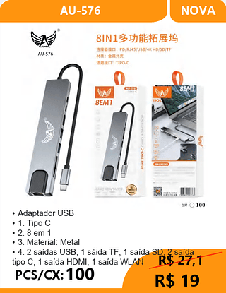 Adaptador USB PCS/CX:100 R$19