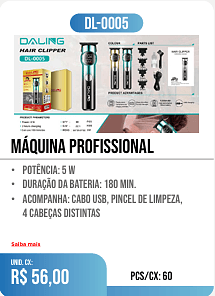 máquina profissional PCS/CX: 60 UNID. CX: r$ 56,00
