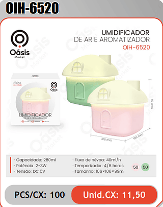 UMIDIFICADORDE AR E AROMATIZADOR PCS/CX: 100 Unid.CX: 11,50