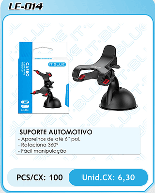 SUPORTE AUTOMOTIVO PCS/CX: 100 Unid.CX: 6,30