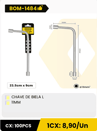 CHAVE DE BIELA L 11MM CX: 100PCS 1CX: 8,90/Un