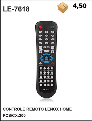 CONTROLE REMOTO LENOX HOME 200PÇ=4,5$