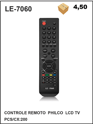 CONTROLE REMOTO PHILCO LCD TV 200pç=4,5$
