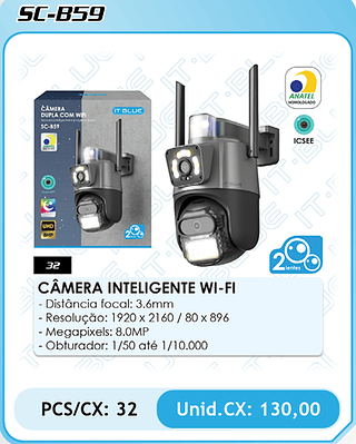 CÂMERA INTELIGENTE WI-FI PCS/CX: 32 Unid.CX: 130,00