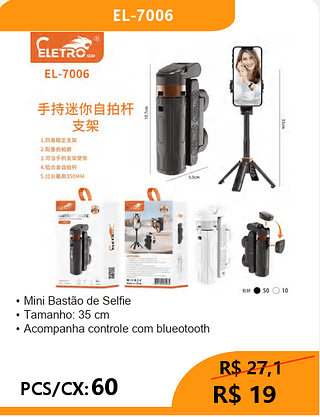 BASTÃO DE SELFIE PCS/CX:60 R$19