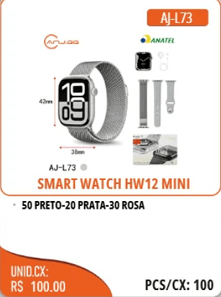 SMART WATCH HW12 MINI UNID.CX:RS 100.00 PCS/CX:100