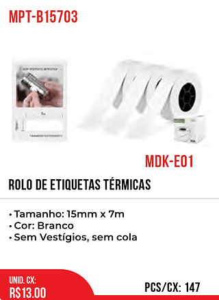 ROLO DE ETIQUETAS TÉRMICAS 147pct=13$
