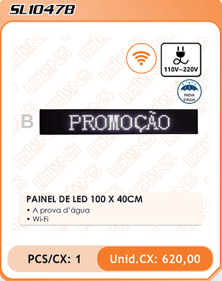 PAINEL DE LED 100 X 40CM 1PÇ=620$