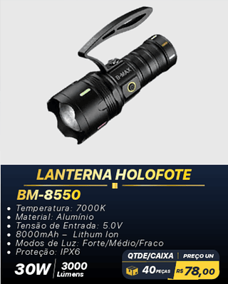 LANTERNA HOLOFOTE 40PÇS R$78,00