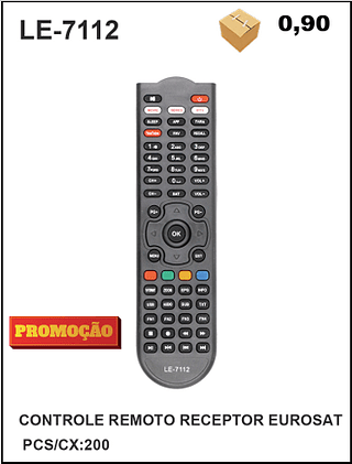 CONTROLE REMOTO RECEPTOR EUROSAT 200pç=0,90$