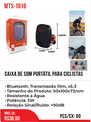 Caixa De Som Portátil Para Ciclistas 60pç=36$