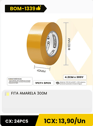 FITA AMARELA 300M CX: 24PCS 1CX: 13,90/Un