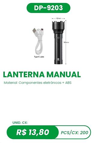 LANTERNA MANUAL 200PÇ=13,80$