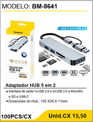 Adaptador HUB 5 em 2 100PCS/CX Unid.CX 15,50