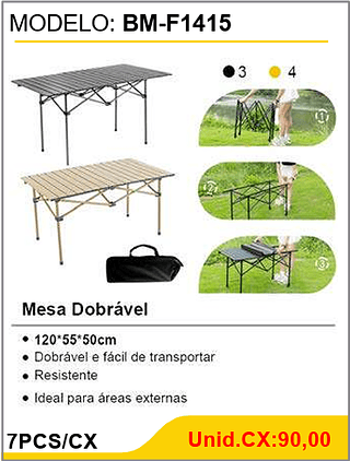 Mesa Dobrável 7PCS/CX Unid.CX:90,00
