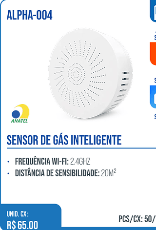 SENSOR DE GÁS INTELIGENTE UNID. CX: R$ 65.00 PCS/CX: 50