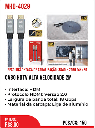 Cabo HDTV Alta Velocidade 2M 150pç=8$