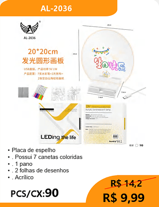 Placa de espelho PCS/CX:90 R$ 9,99