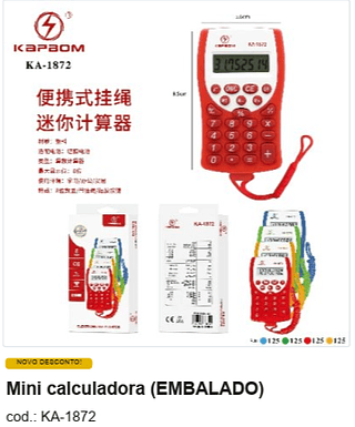 Mini calculadora R$ 3,6 PC/CX:500