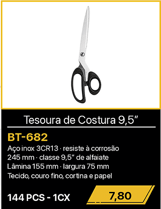 Tesoura de Costura 9,5” 144PCS R$7,80